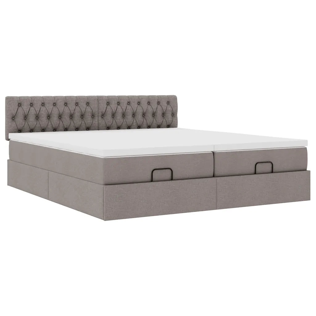Struttura Letto Pouf con Materassi Tortora 180x200cm in Tessuto 3312868