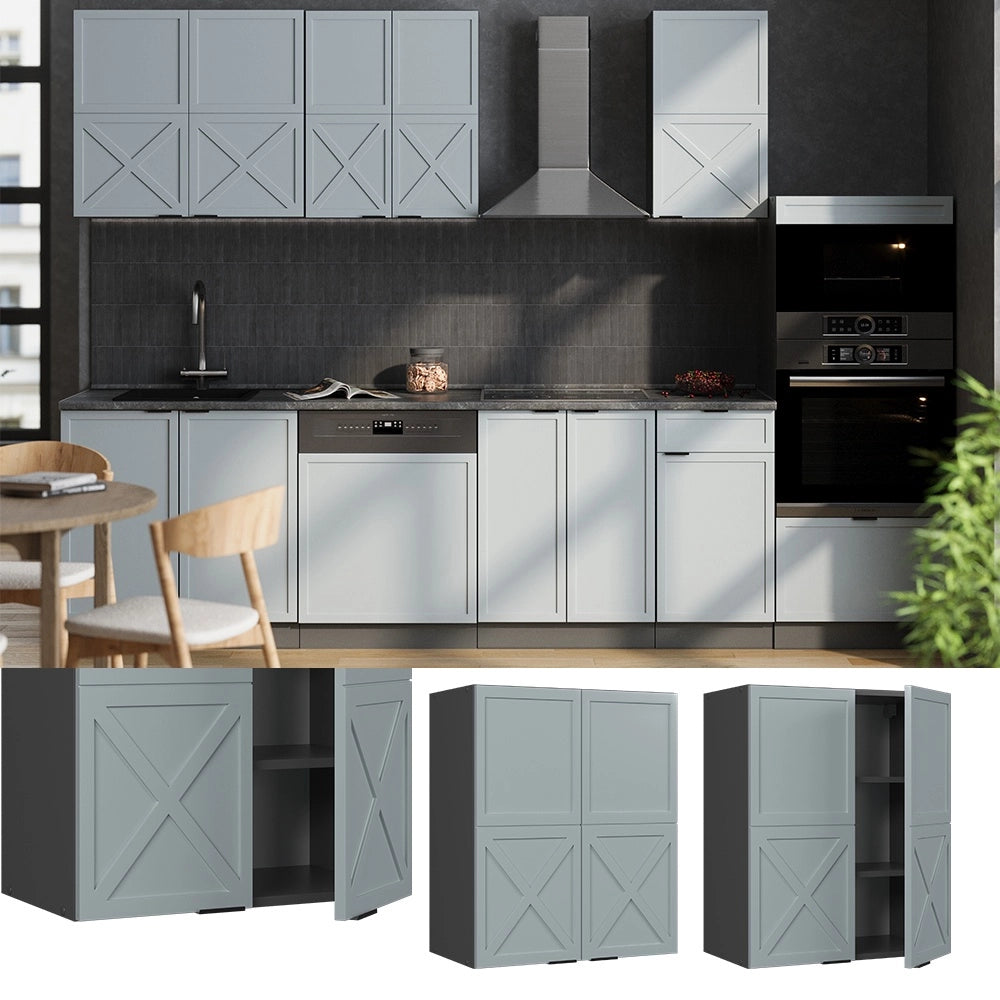 Pensile da cucina Fame-Line Blu-grigio chiaro/Antracite 60 cm Vicco