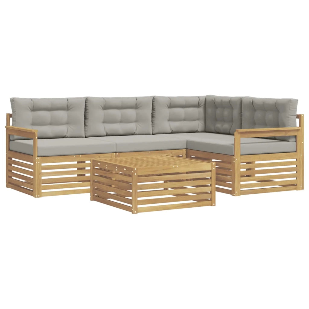 Set di divani da esterno 6 pz Bianco e Grigio Chiaro Poliestere 3390431