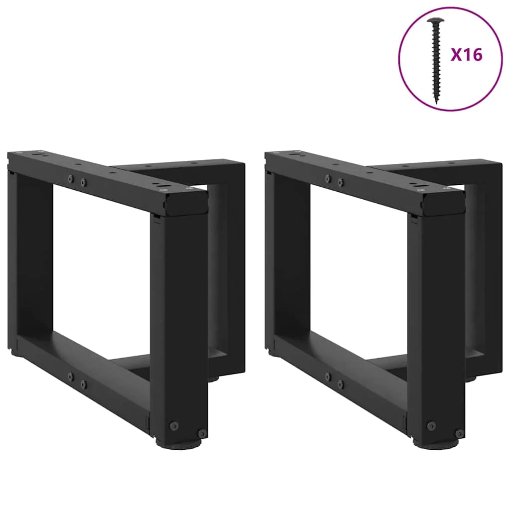 Set di 2 gambe regolabili a forma di T per tavolino da caffè 50 x 25 x 30 cm robuste design moderno acciaio nero 02_0057278