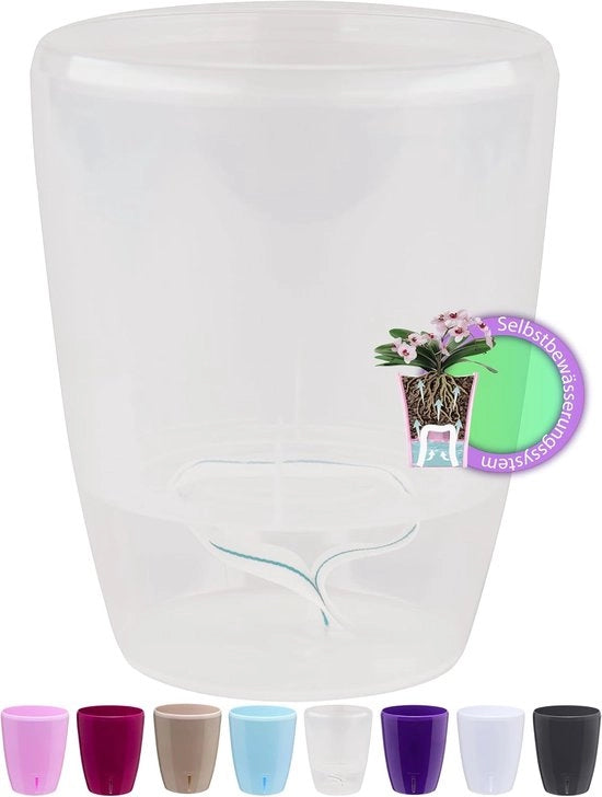 Vaso di Orchidea 12 cm - Sistema di Irrigazione con Indicatore di Livello Acqua - 1 pezzo - Translucido
