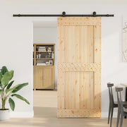 Porta scorrevole NARVIK Naturale e Nero 100 x 210 cm (213,5 cm)