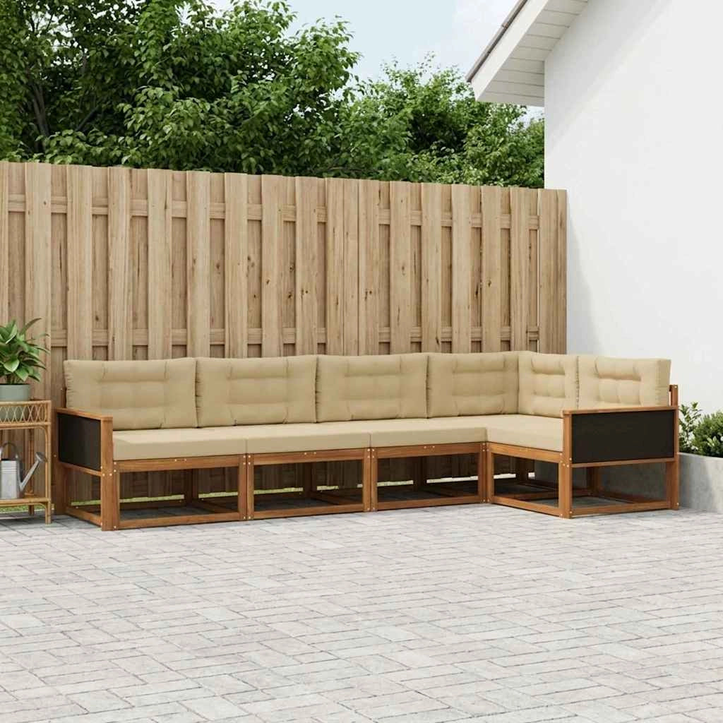 Set di divani da esterno 5 pz Naturale e Beige 3382556