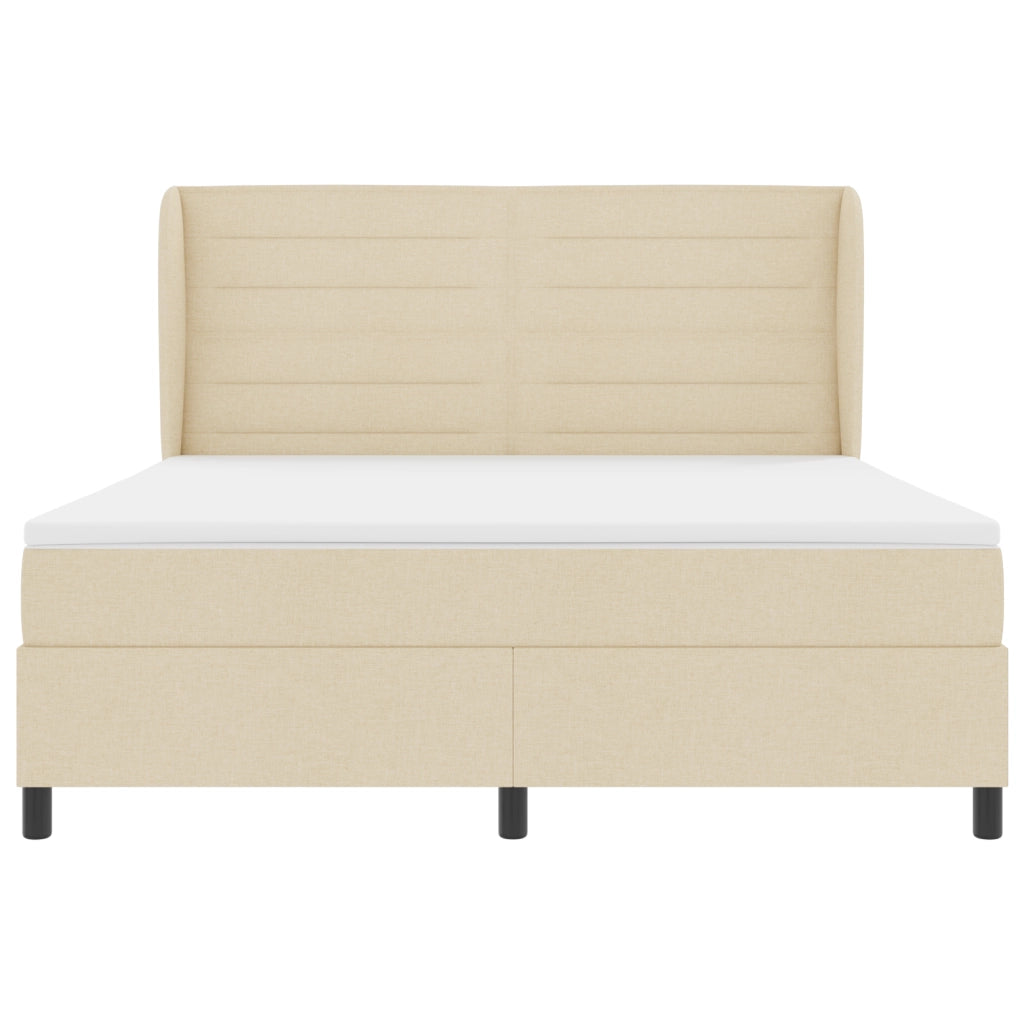 Letto Box Spring con Materasso Panna 180x200 cm Tessuto