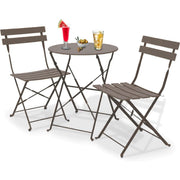 Set 3 Pezzi Giardino Tavolo 2 Sedie da Bistrot Pieghevole Modello Parigi Tortora