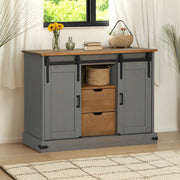Credenza HALDEN 2 Ante Scorrevoli 112x40x80 cm Legno Massello