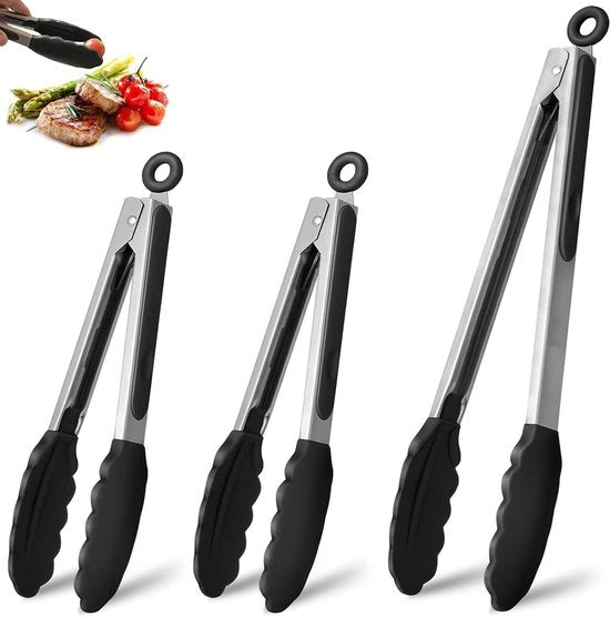 Set di tre tappi per barbecue in silicone - tappi per pasta e carne resistenti al calore per griglia e cucina (23 cm e 30.5 cm) - tappo in acciaio inossidabile per cottura