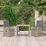 Set da Pranzo da Giardino 3 pz con Cuscini in Polyrattan Grigio 3157582