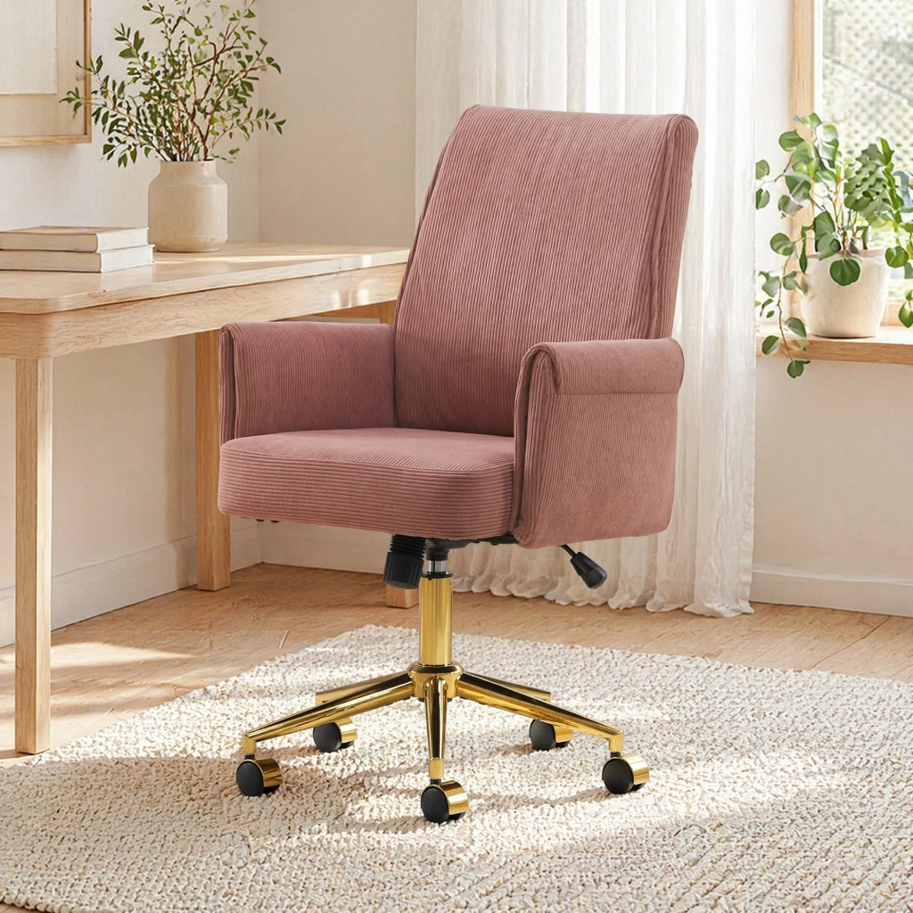 SEDIA DA UFFICIO GIREVOLE 61,5x29,5x49,5 cm Velluto a coste Rosa