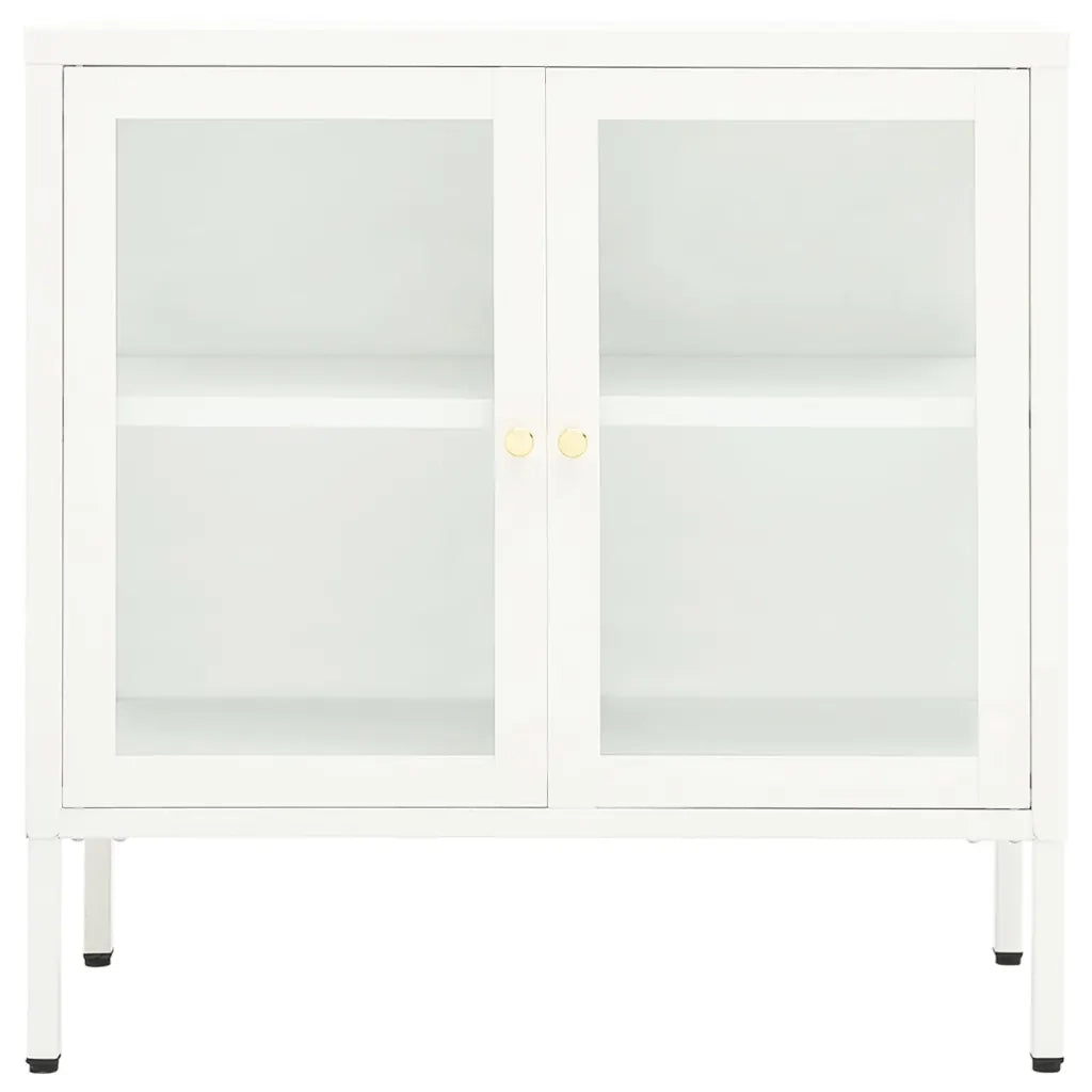 Credenza | Madia | Buffet da pranzo | Armadio da pranzo Bianca 70x35x70 cm in Acciaio e Vetro