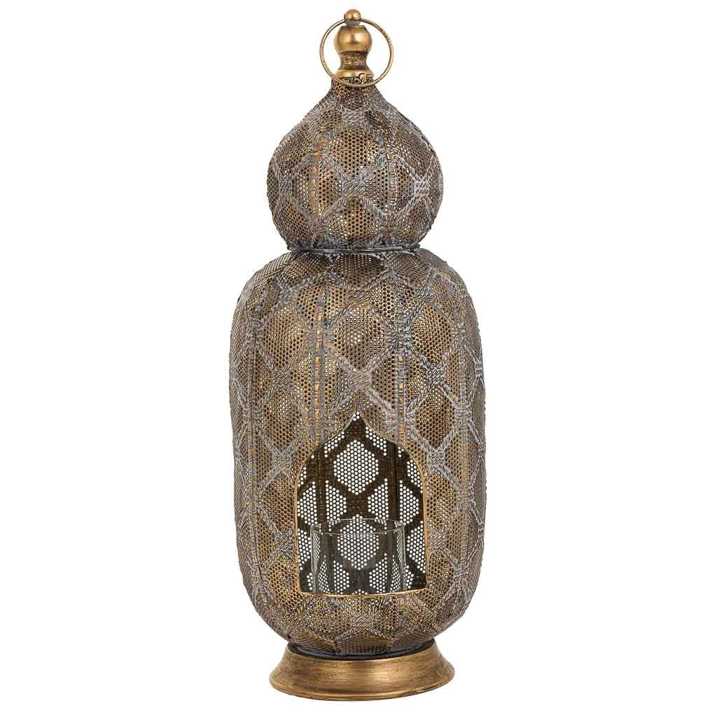 Portacandele in metallo marrone 21,5x21,5x55h