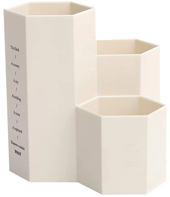 Contenitore di archiviazione creativo a sei angoli - Multifunzionale - Per matite/penne - Decorazione ufficio - Bianco - Alta qualità - Cassaforte per penne