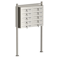 Cassetta postale condominiale autoportante, 10 posti, acciaio inox, 945 x 270 x 1500 mm, 2 moduli