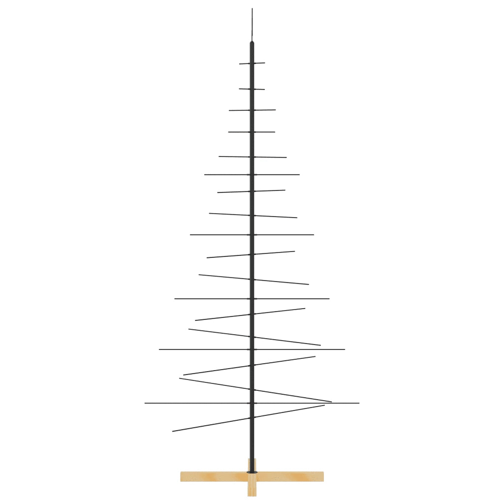 Albero di Natale in Metallo con Base in Legno Nero 180 cm