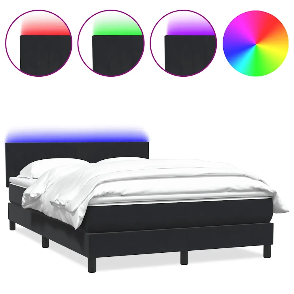 Letto a Molle con Materasso e LED Nero 160x210 cm in Velluto 3317081