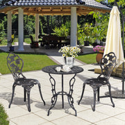 OKWISH Set Bistrot da Giardino 3 Pezzi con Tavolo e 2 Sedie, Foro per Ombrellone, Metallo Bronzo