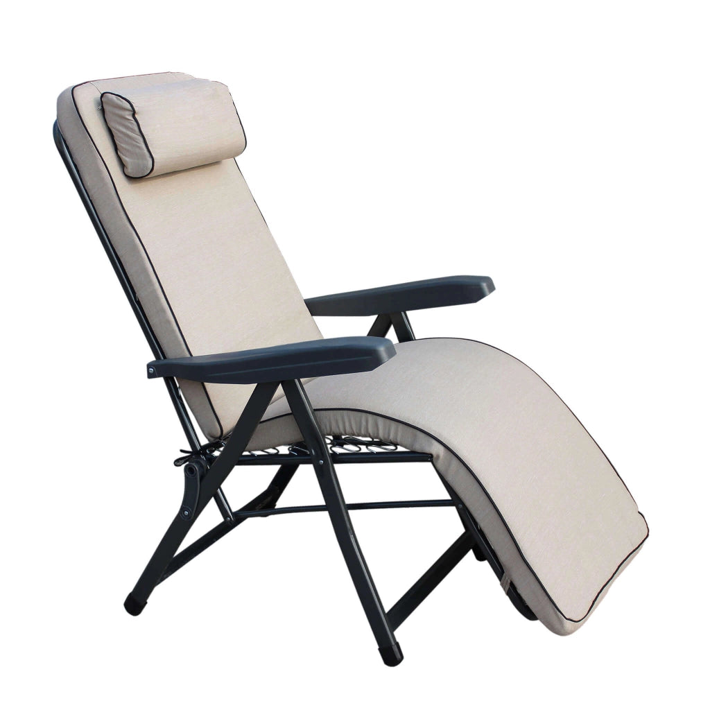 Poltrona Sdraio relax reclinabile in Tessuto Acciaio cm 155x60x60 - MORTY