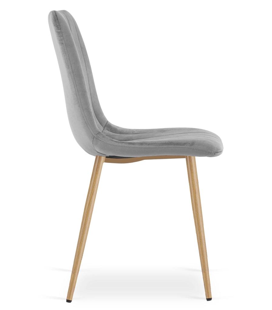 VALORA JEWA Sedia in velluto - Elegante grigio chiaro per soggiorno, cucina x4
