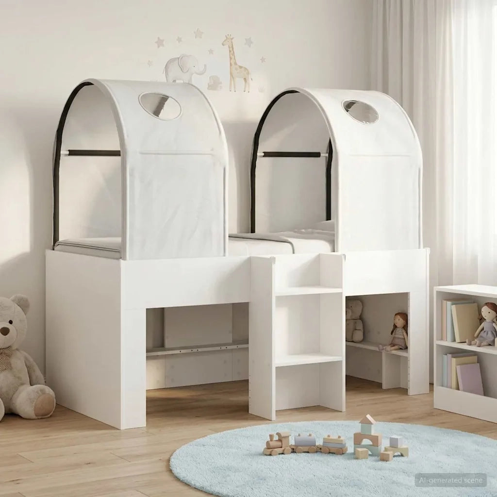 Letto con Tunnel 4 pcs Bianco Legno ingegnerizzato