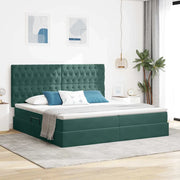 Letto con contenitore e LED Verde Scuro 200 x 200 cm Velluto 3372750