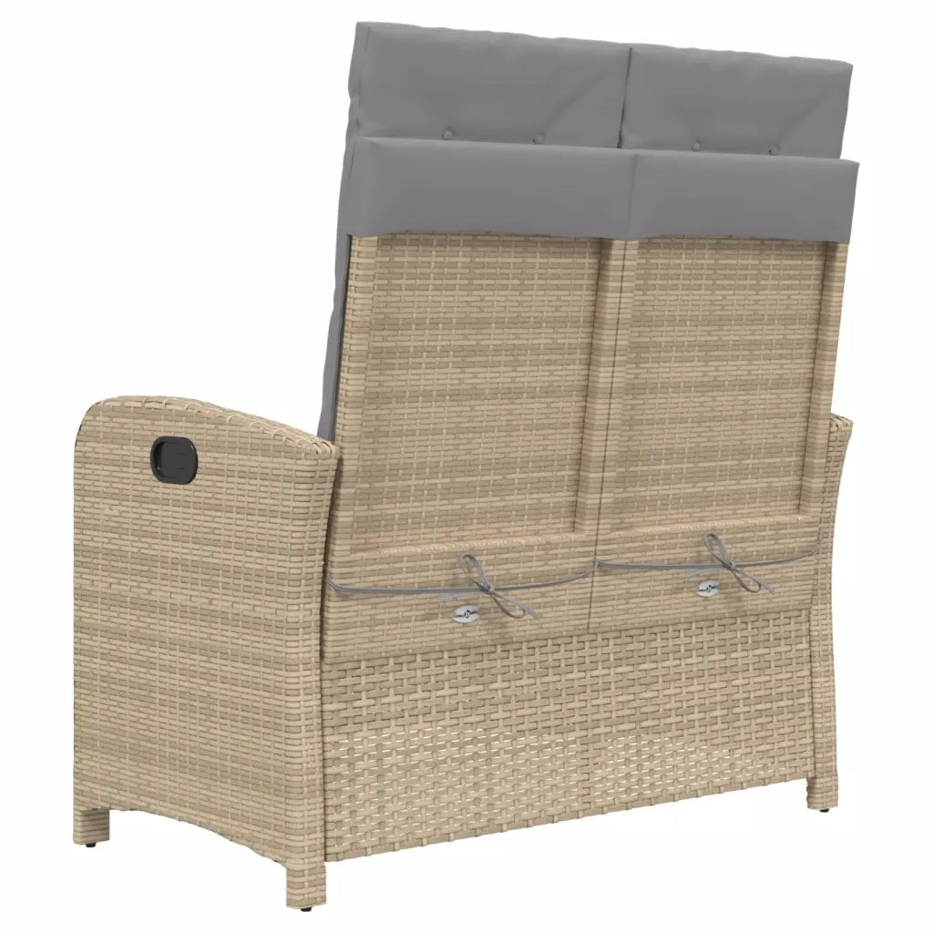 Panca Reclinabile da Giardino con Cuscini-Sgabello-Sedia da esterno Beige in Polyrattan 123515