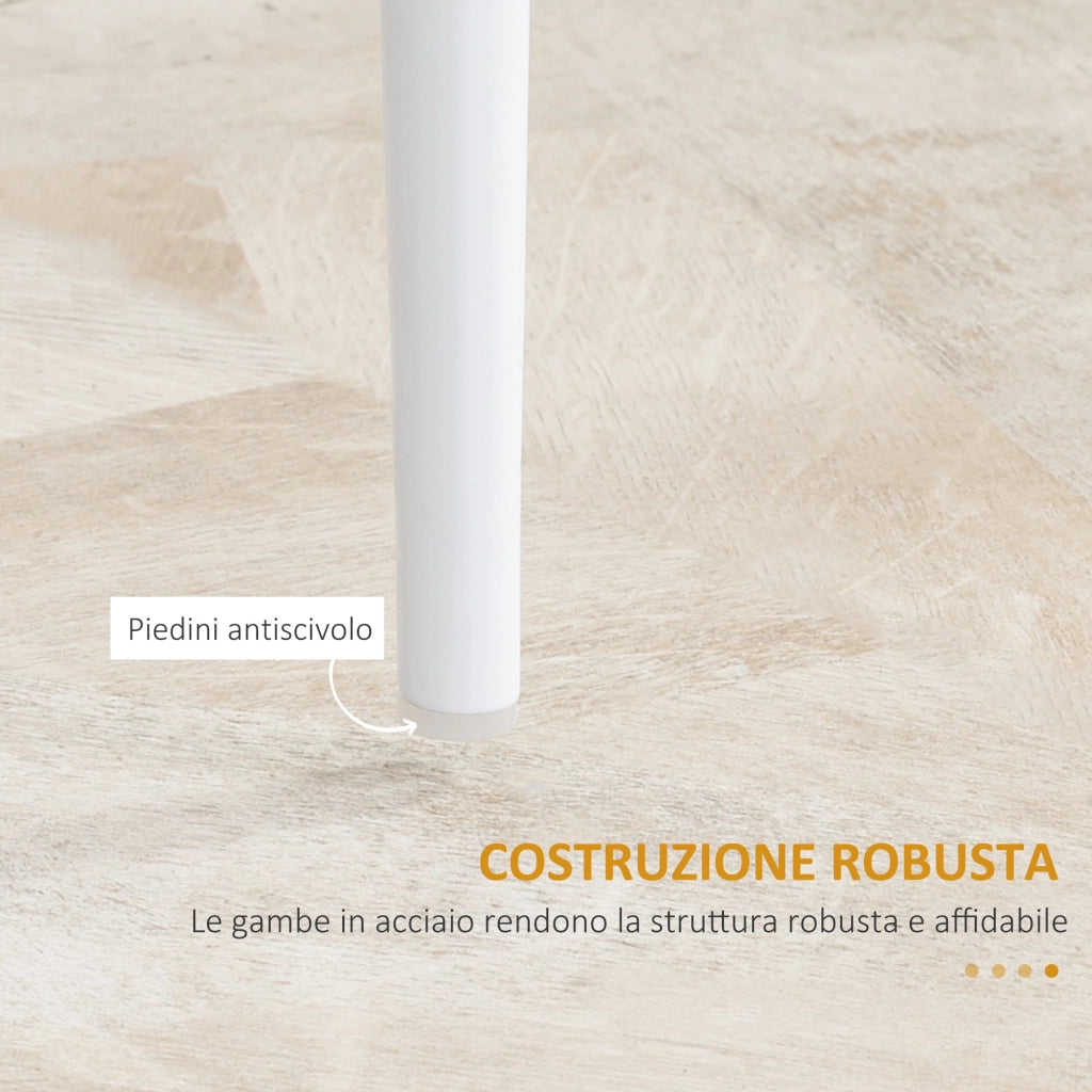Set di 4 Sedie da Pranzo 41x50x97 cm con Schienale Alto in Similpelle Bianco