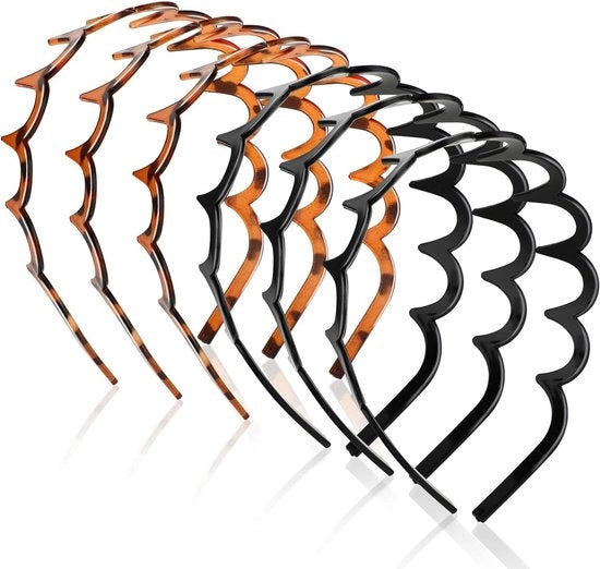 Set di 6 Bende Zig Zag per donne e ragazze - Benda a forma di dente di squalo per capelli - Bende plastiche ondulate - Accessorio per acconciatura capelluta.