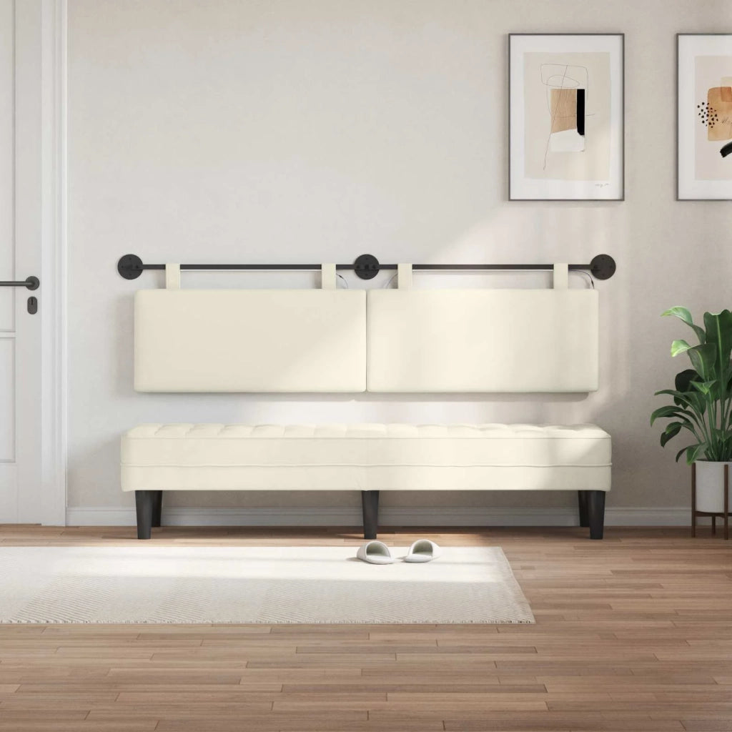 Testiera sospesa Con luce LED Crema Tessuto in Cords