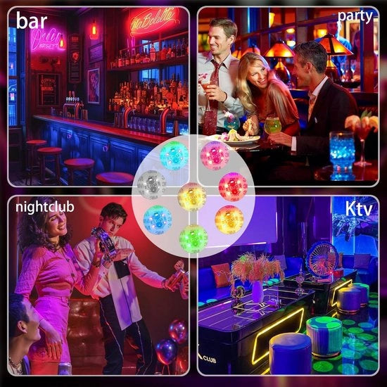8 pezzi di adesivi LED - illuminazione sfavillante - basi LED - adesivi luminosi autoadesivi - bottiglie di vetro - illuminazione decorativa - 3 modalità di illuminazione - matrimoni - bar - cocktail - feste e eventi