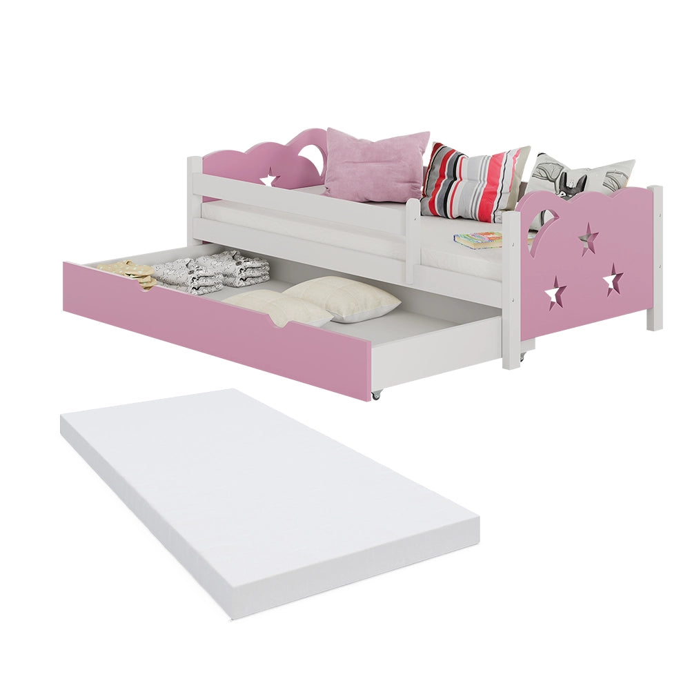 Vitalispa Letto per bambini Rosa/bianco 80x160 cm con cassetto e materasso