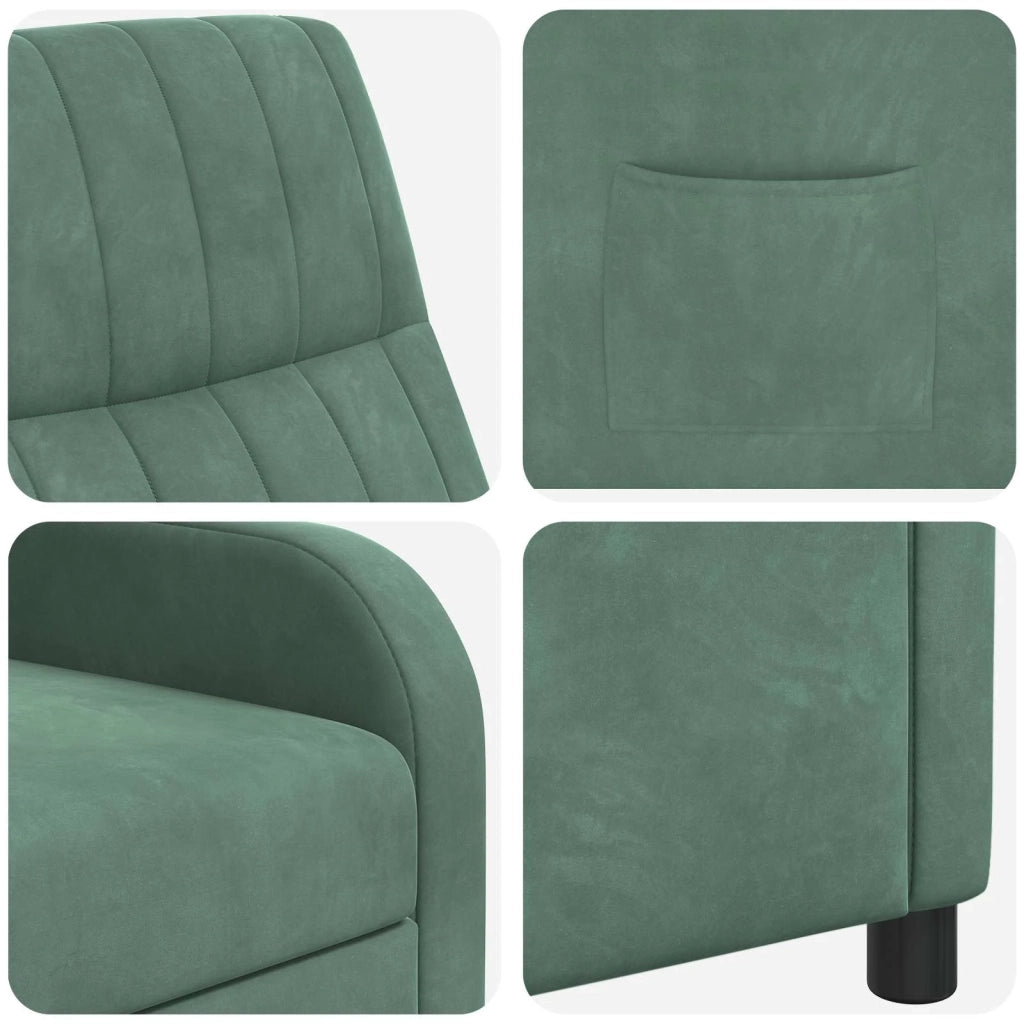 Divano Sedia-Poltrona reclinabile Verde Mare Velluto (V)