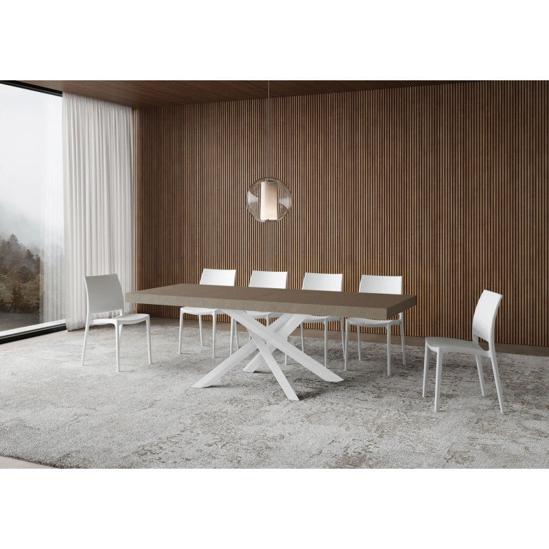 Tavolo allungabile 120/380x90 cm Volantis Premium telaio Bianche - Tortora