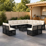 Set Divano da Giardino 14 pz Nero polyrattan 3436171