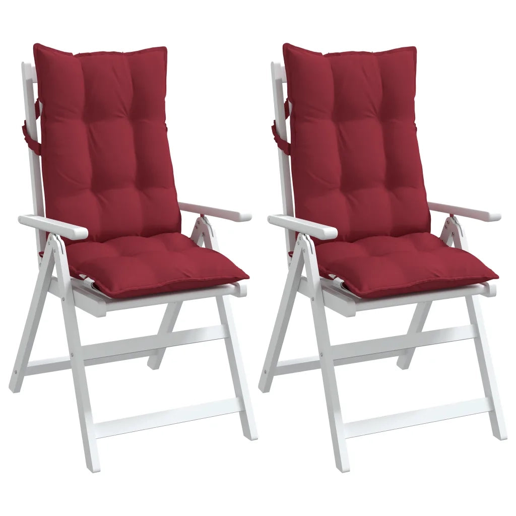 Cuscini Sedia con Schienale Alto 2 pz Rosso Vino Tessuto Oxford