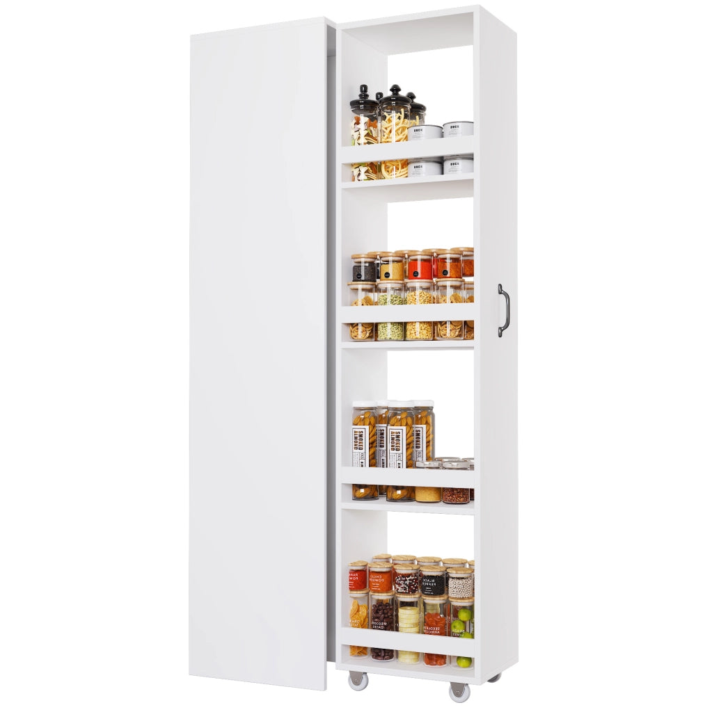 Libreria stretta con ruote e box protettivi; MDF; 40 × 30 × 160;5 cm; bianca