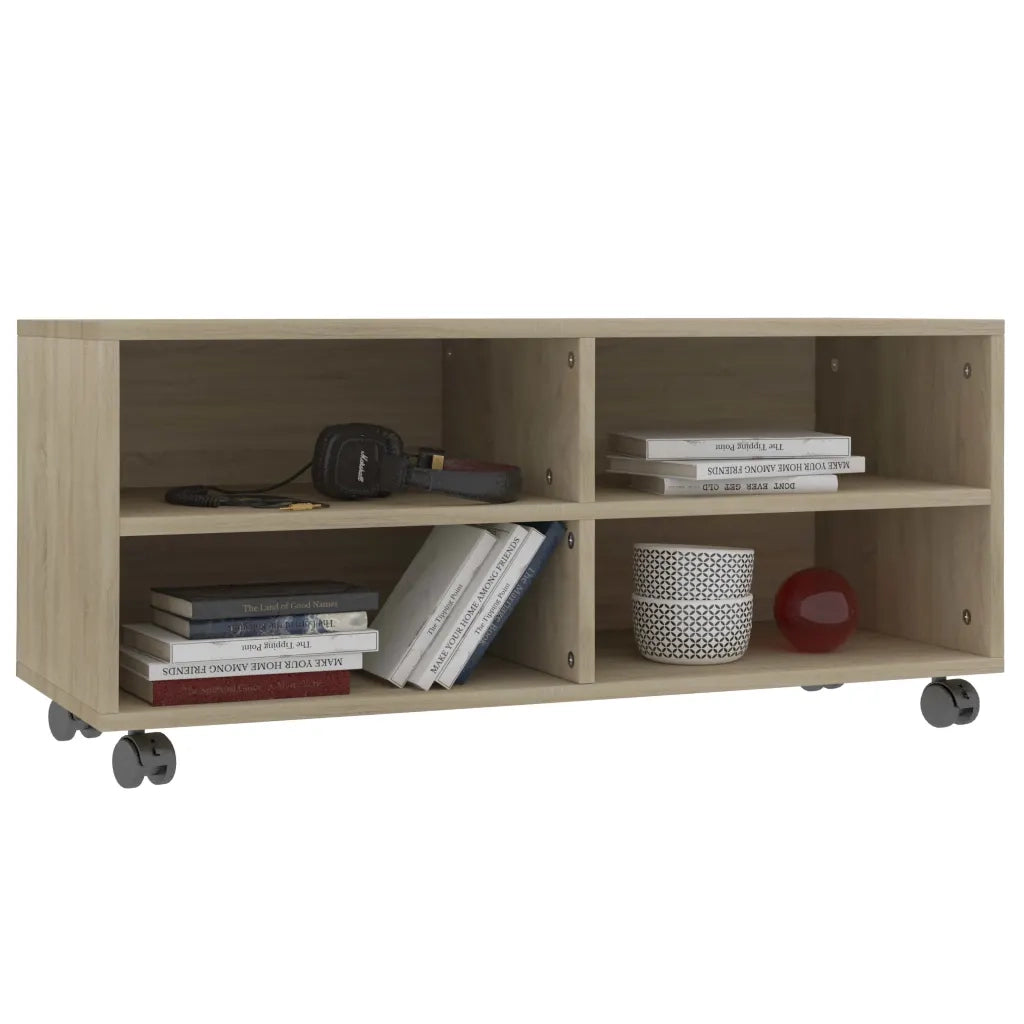 Mobile TV | Armadietto TV | Mobile Porta TV con Ruote Rovere Sonoma 90x35x35 cm Legno Multistrato