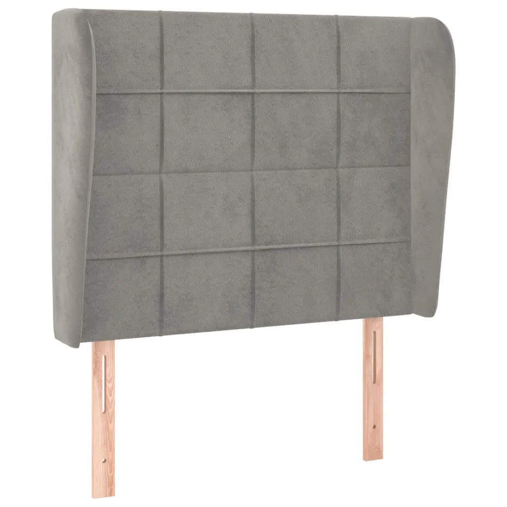 Testiera | Testata ad Orecchio Grigio Chiaro 83x23x118/128 cm in Velluto