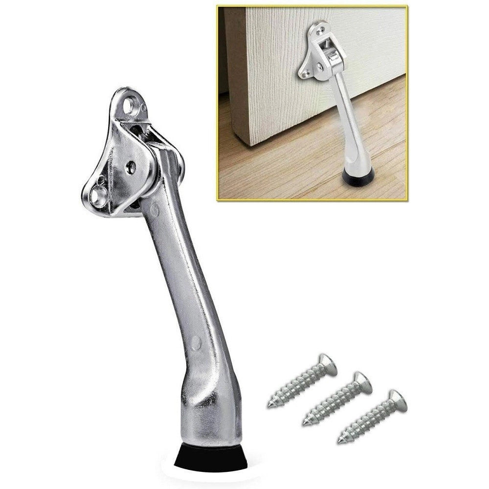Trade Shop - Ferma Porta In Acciaio Base Antiscivolo Blocca Porta Viti Fermaporta 125mm 91103 -