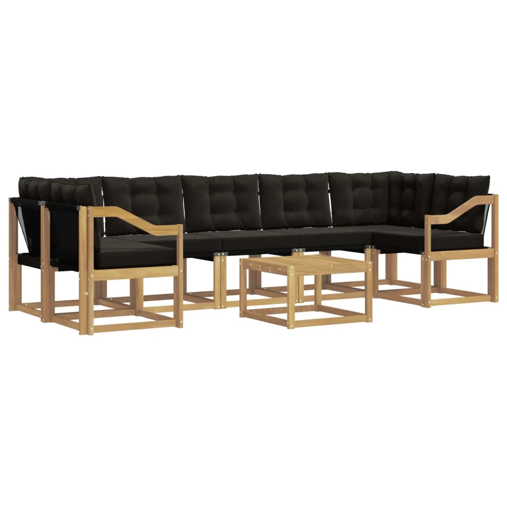 Set di divani da esterno con cuscino 8 pcs Bianco e Nero