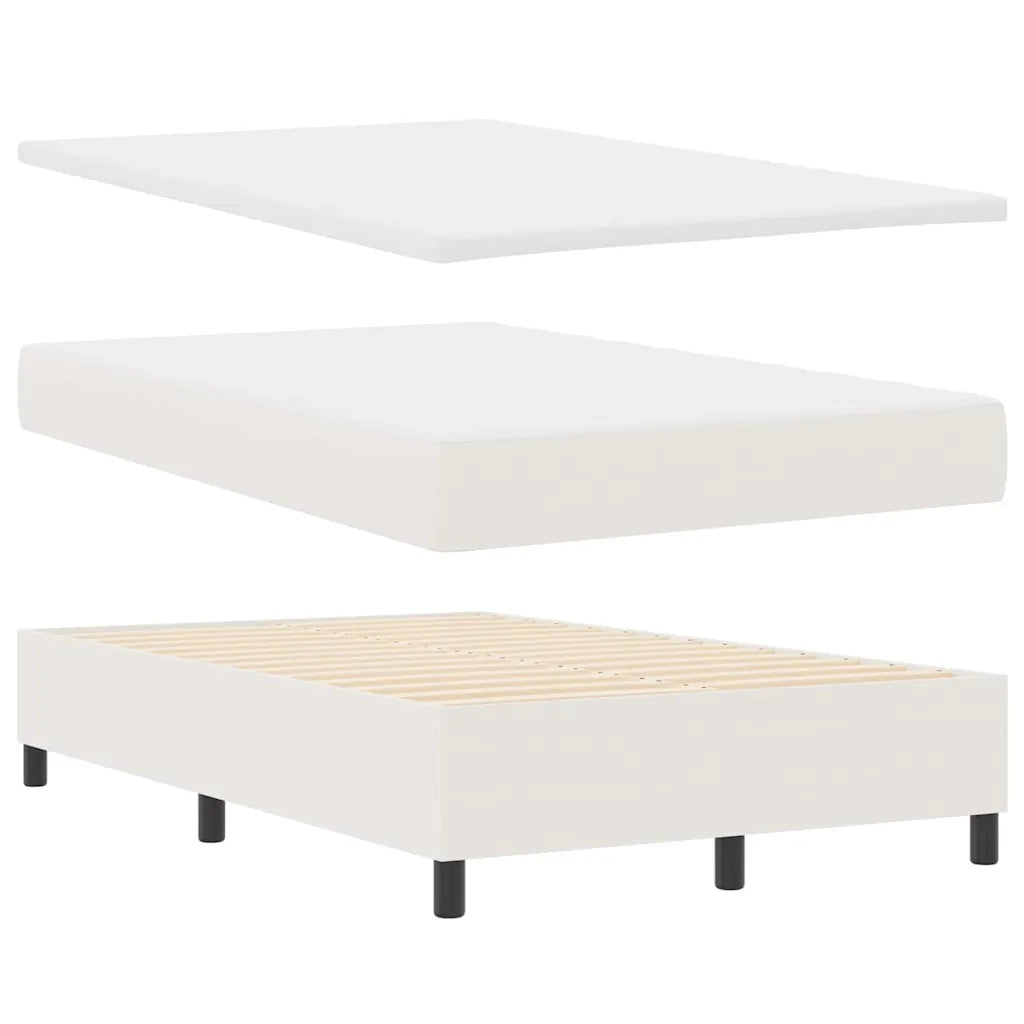 Letto a molle Crema e Bianco 120 x 190 cm Tessuto in Cords 3337549