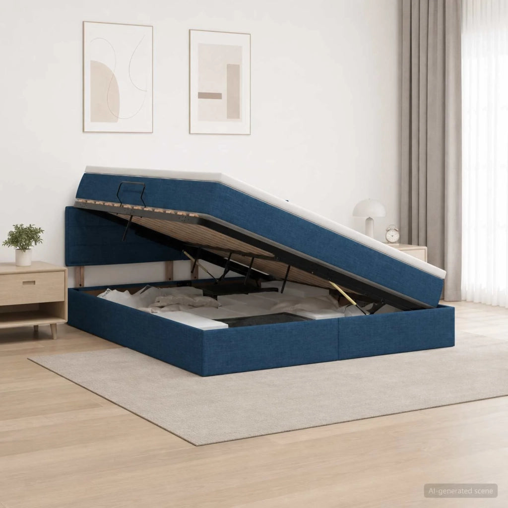 Letto con contenitore e materasso Blu 180 x 200 cm Velluto 3458579