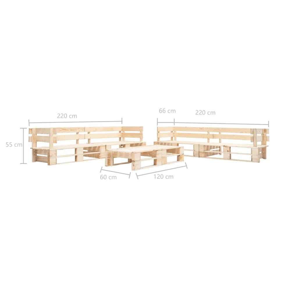 Mobili da giardino mobili da esterno set di mobili pallet da 220 cm 6 pezzi in legno colore legno naturale 02_0018456