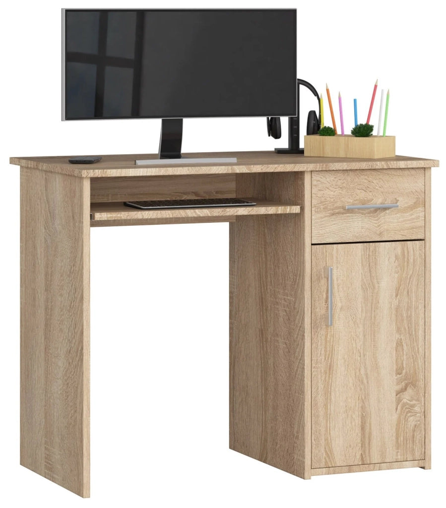 Scrivania AKORD PIN Sonoma Quercia 90 cm 1 anta 1 cassetto 90x50x74 cm