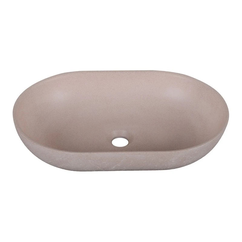 Lavabo da appoggio sabbia ovale rosa 530x350x130 mm senza piletta - Sandstone