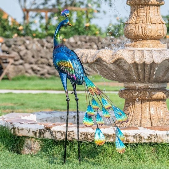Decorazione Esterna per Giardino Scultura Metallica di Pavone da 24 Pollici per Decorazione di Interno e Esterno, Patio e Regali per Donna (M)