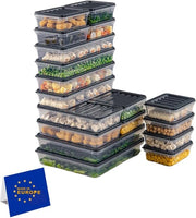 Contenitori alimentari sovrapposti, set di contenitori di archiviazione, organizzatore del congelatore e del frigorifero con coperchio, resistente al gelo fino a -25 °C, scatole riciclabili per carni (18 pezzi)