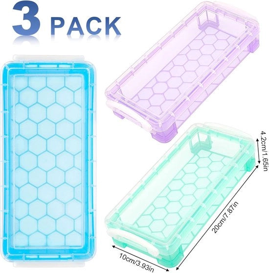Set di custodie 3 in 1, custodia trasparente, contenitore per pennarelli, custodia per piccoli accessori, matite a olio, pennelli, attrezzi da disegno, cassetto di archiviazione per materiali da ufficio