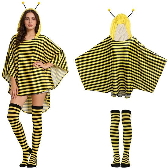 Costume per Donna - Giallo/Nero - Costume da Carnevale - Costume Animale - Costume con Cappuccio - Poliestere - 65/90 cm - Costume da Carnevale