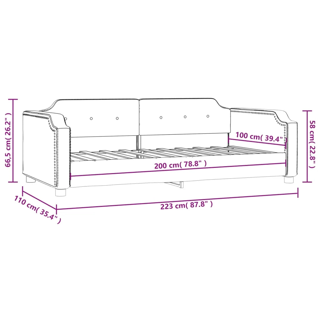 Letto da Giorno Grigio Chiaro 100x200 cm in Tessuto 354210