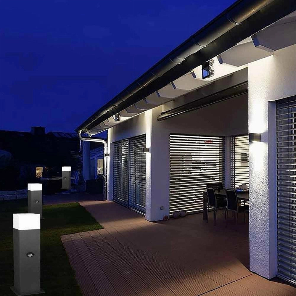 Trade Shop - Lampione Esterno Con Sensore Movimento E27 Lampada Da Terra Lampioncino Ip44 H440 - Nero